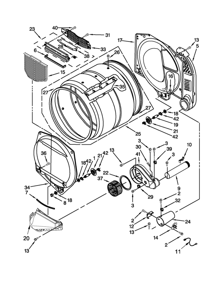 Bulkhead Parts Diagram and Parts List for MDG18MNAGW0  Maytag Dryer