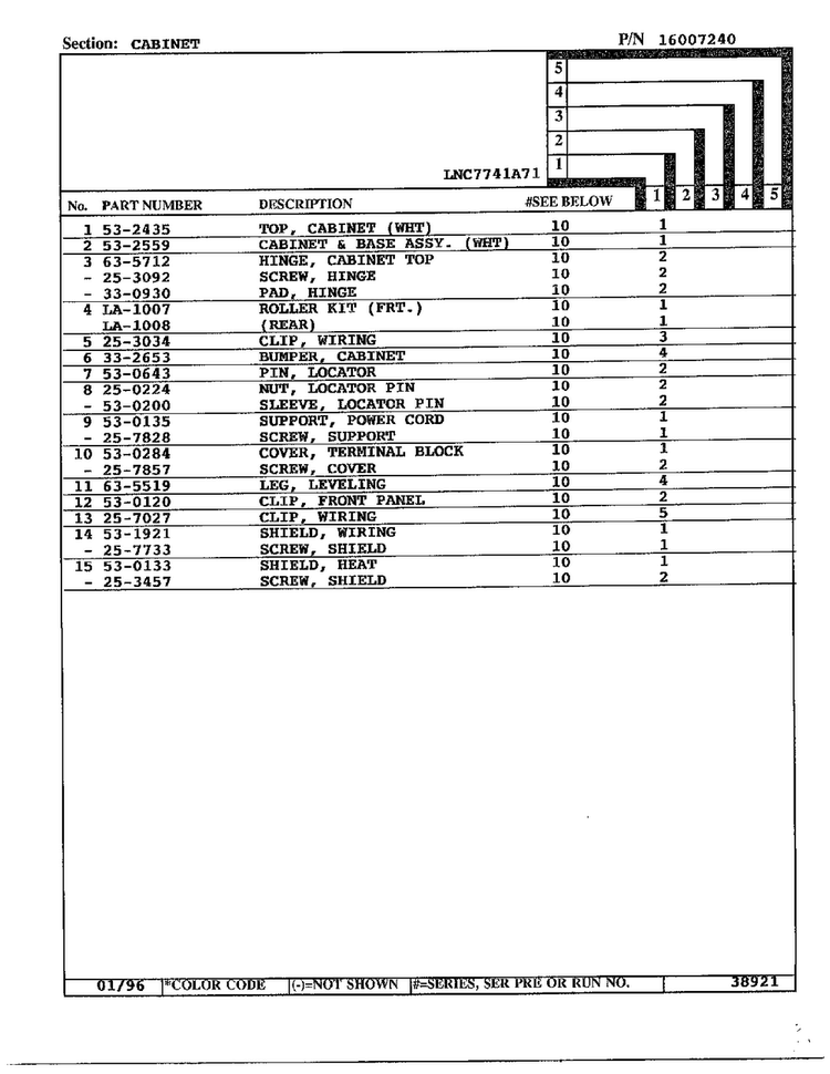 Cabinet Page 2 Diagram and Parts List for 7741A71  Norge Dryer