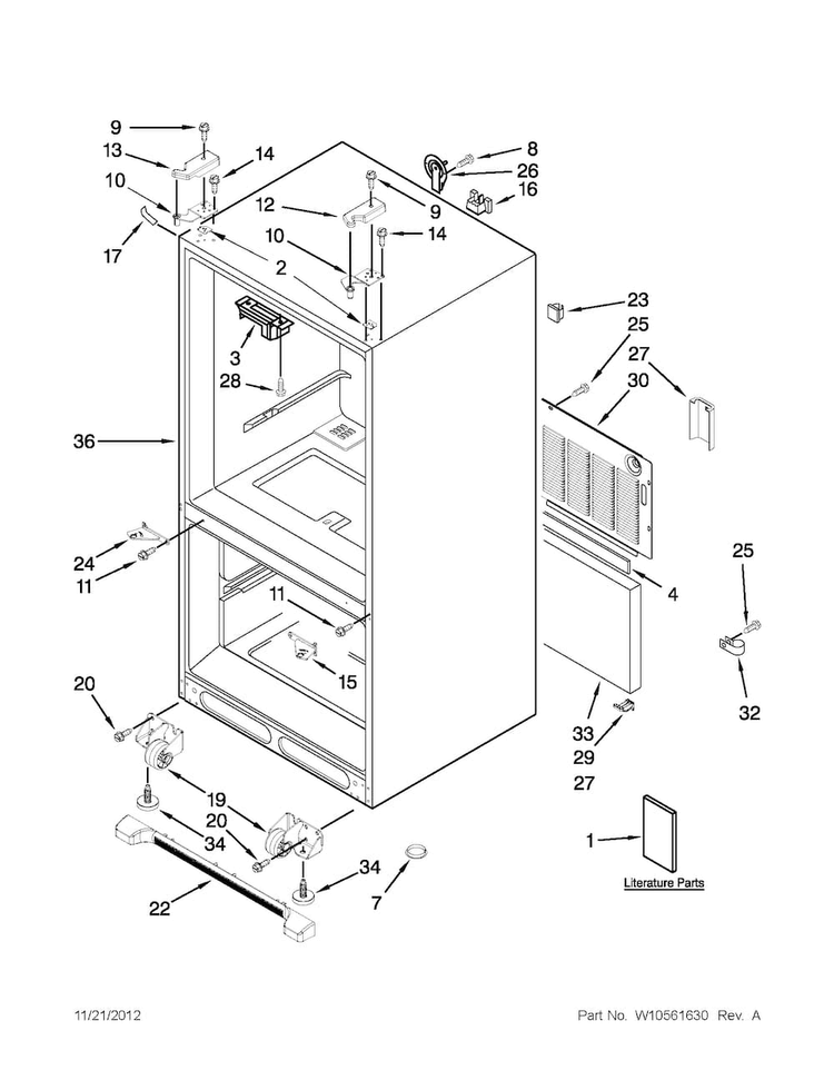 Cabinet Parts Diagram and Parts List for JFC2290VEP8  Jenn-Air Refrigerator