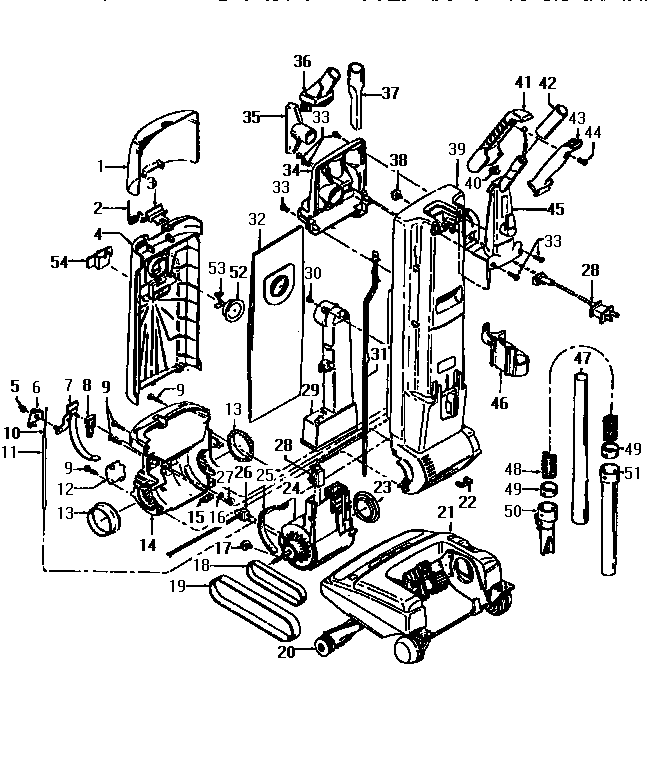 Unit Parts Diagram and Parts List for U6321-930  Hoover Upright Vacuum