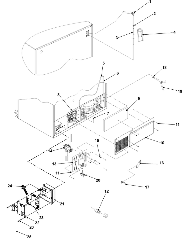 Cabinet Back Diagram and Parts List for AS2628HEKB0  Amana Refrigerator