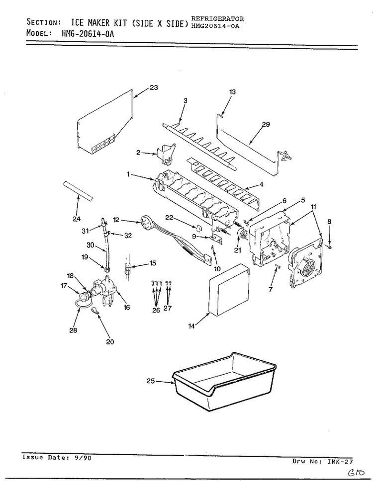 Ice Maker Kit Diagram and Parts List for 6540A REV Admiral Refrigerator