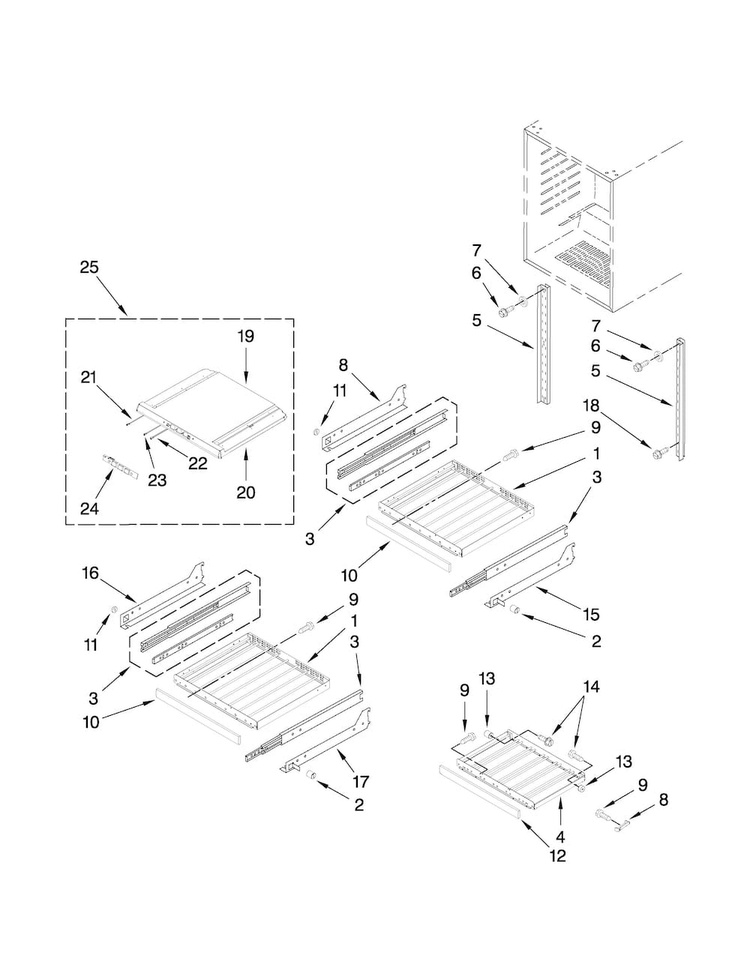 Shelf Parts Diagram and Parts List for JUW248LBRB01  Jenn-Air Wine and Beverage Cooler