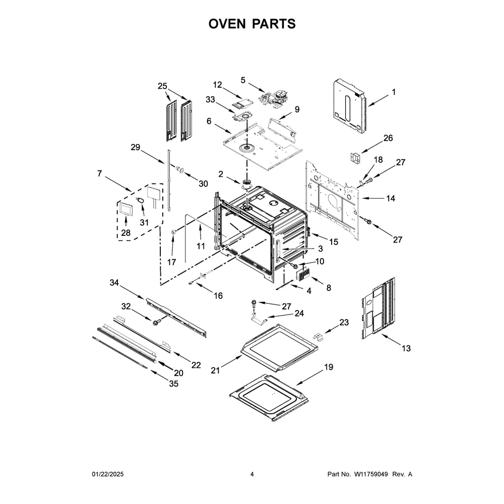 Oven Parts Diagram and Parts List for JOESC530RL00  Jenn-Air Wall Oven