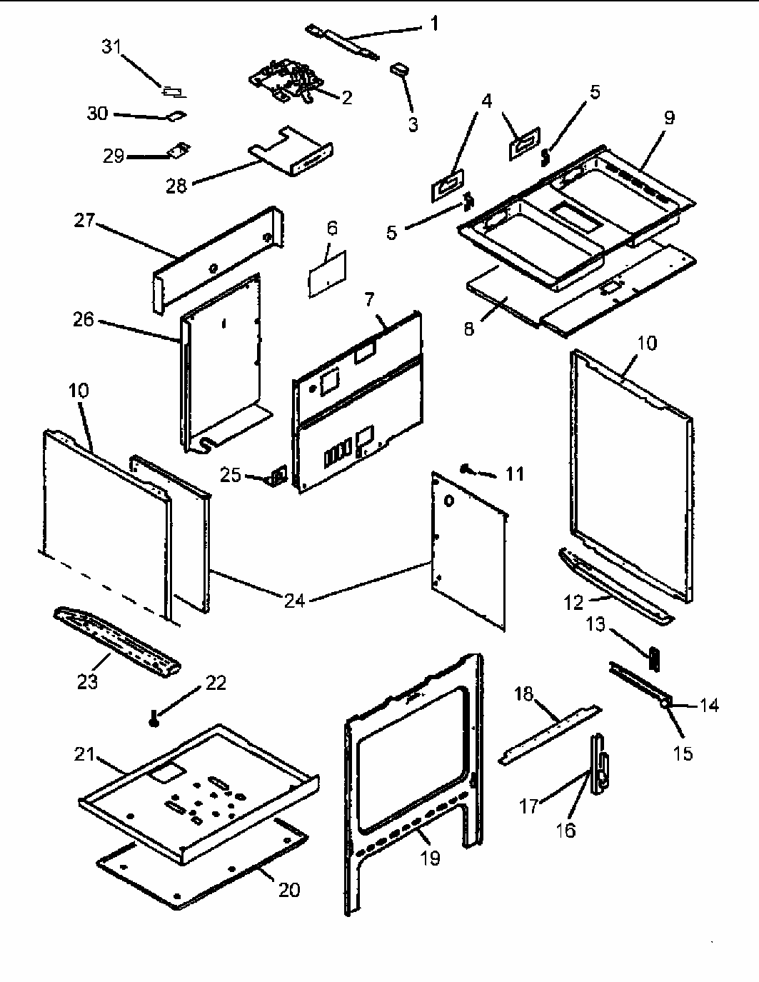 Oven Assembly Diagram and Parts List for CARDS801WW-P1131925NWW  Amana Range