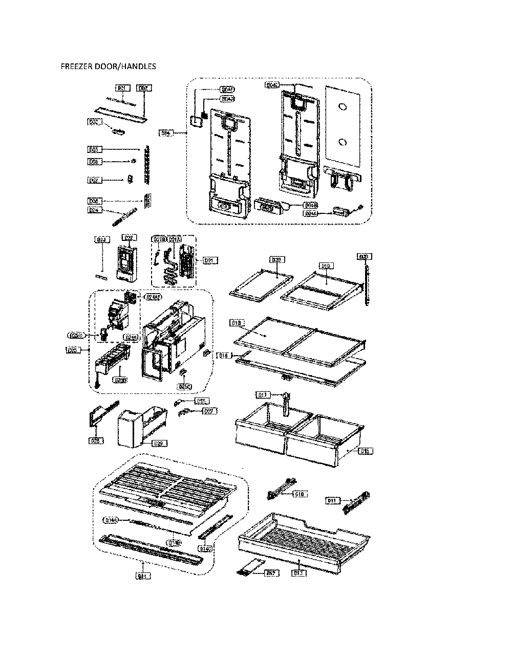 Freezer Door/Handles Diagram and Parts List for 11173307911  Kenmore Refrigerator