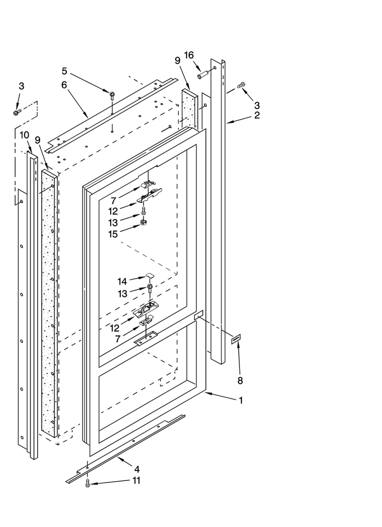 Cabinet And Breaker Trim Parts Diagram and Parts List for JF42SEFXDB01  Jenn-Air Refrigerator