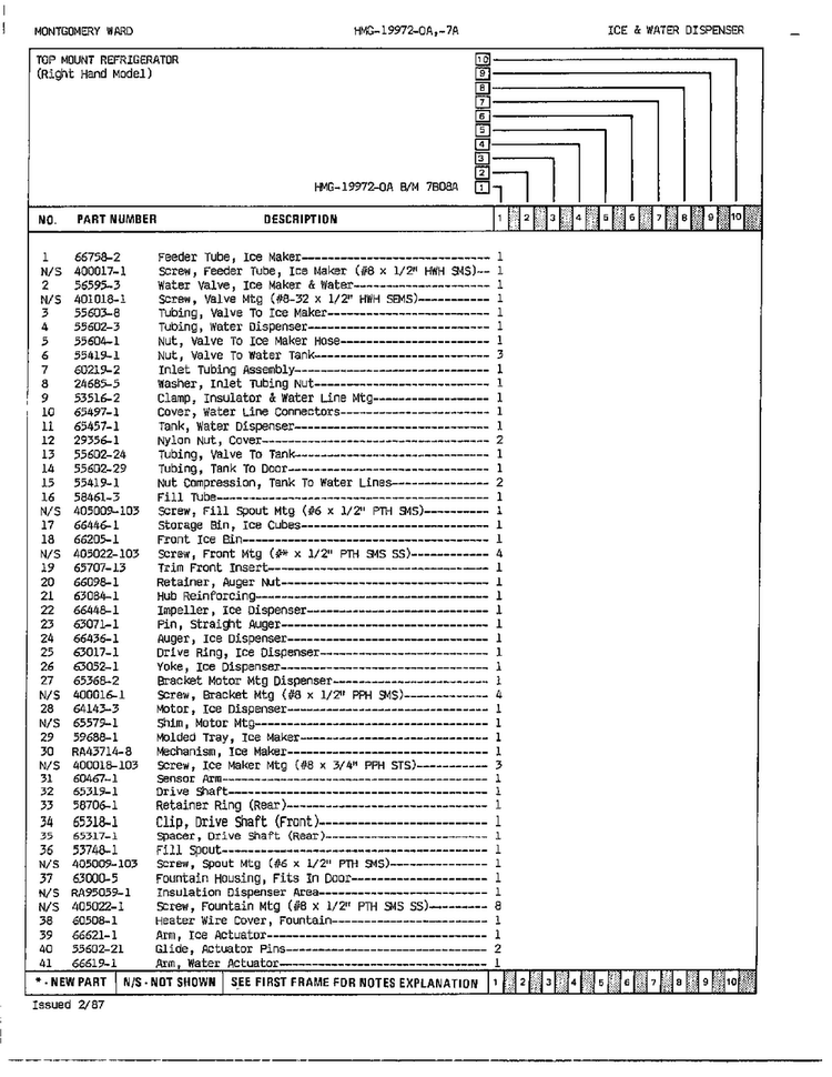 Ice And Water Dispenser Page 2 Diagram and Parts List for 19972A  Admiral Refrigerator