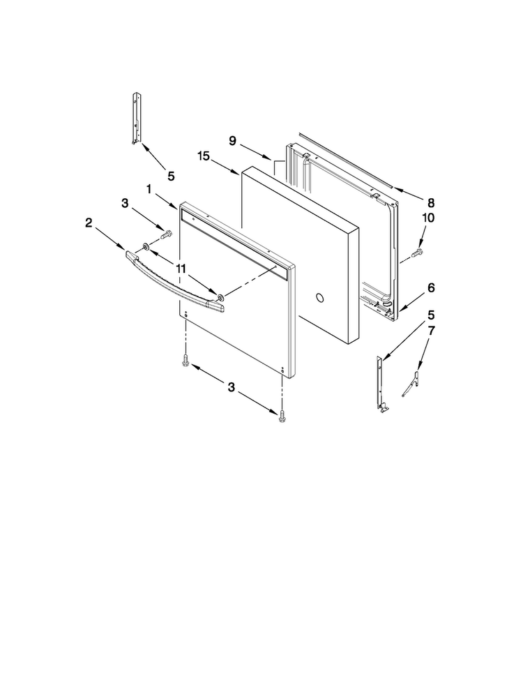 Door Parts Diagram and Parts List for ALY1620BDB00  Amana Range