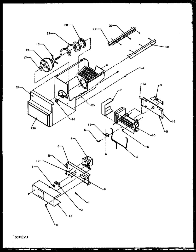Ice Maker Diagram and Parts List for 2599CIWEL-P1170601WL  Amana Refrigerator