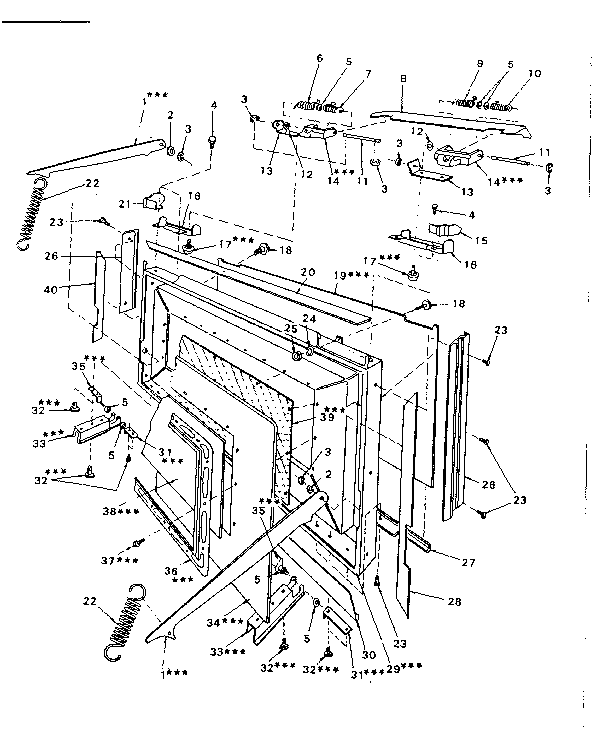 Door Assembly Diagram and Parts List for 5629967410  Kenmore Microwave