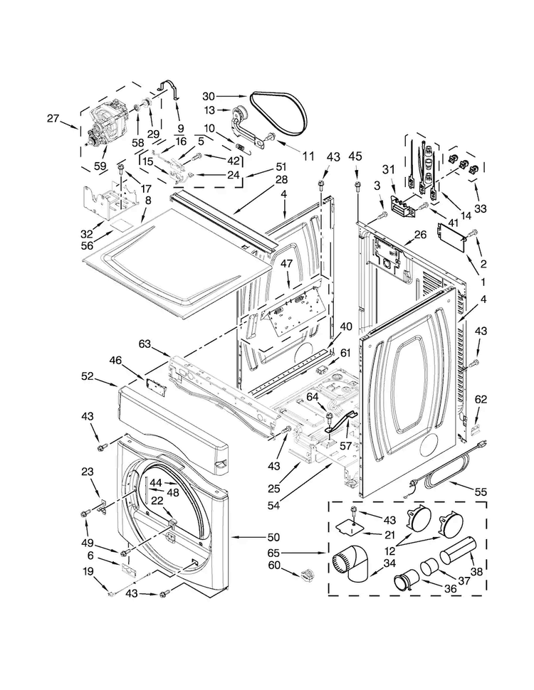 Dryer Cabinet Parts Diagram and Parts List for MLE20PDCGW0  Maytag Washer Dryer Combo