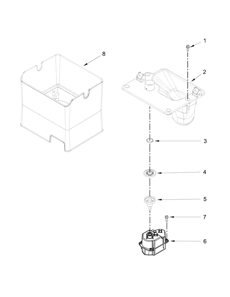 Motor And Ice Container Parts Diagram and Parts List for MFT2574DEM01  Maytag Refrigerator