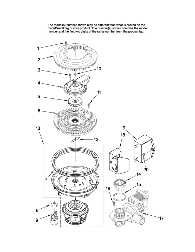 Pump And Motor Parts Diagram and Parts List for MDBM601AWQ2  Maytag Dishwasher