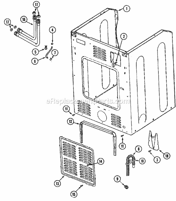 CABINET - REAR Diagram and Parts List for MAH5500BWW  Maytag Washer