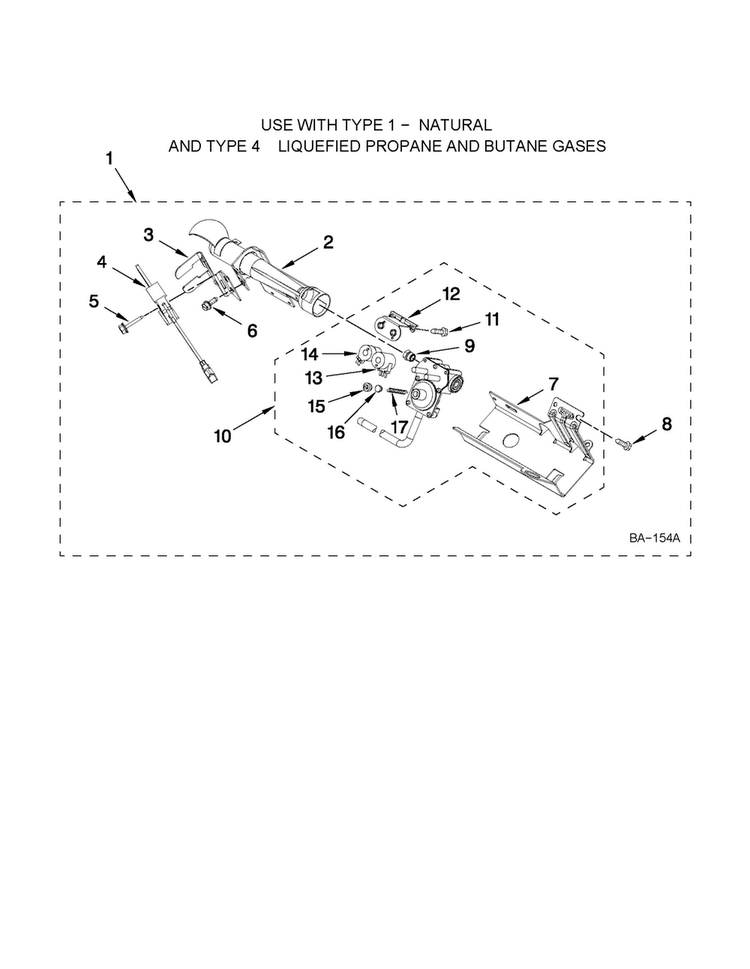 8557891 Burner Assembly Diagram and Parts List for 7MMGDB850WL1  Maytag Dryer