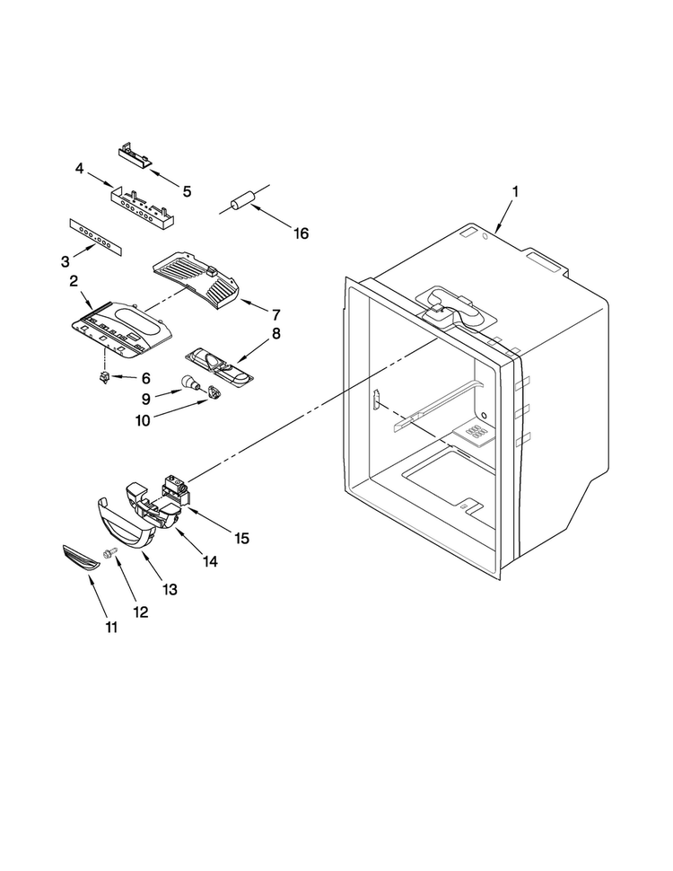 Refrigerator Liner Parts Diagram and Parts List for AB2225PEKB3  Amana Refrigerator
