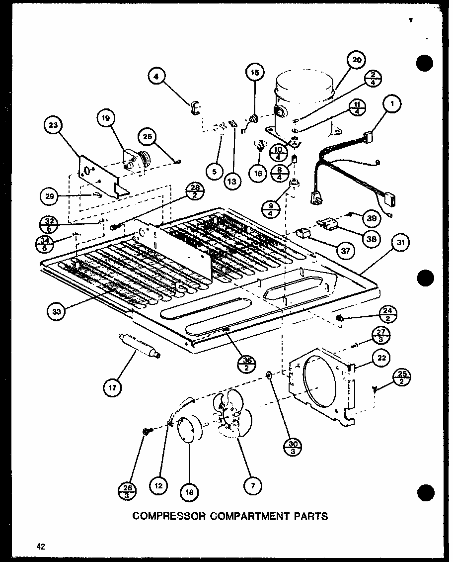 Compressor Compartment Parts (tc22h/p7711034w) (tc22h/p7711035w) Diagram and Parts List for TMI20SPH-P7711031W  Amana Refrigerator