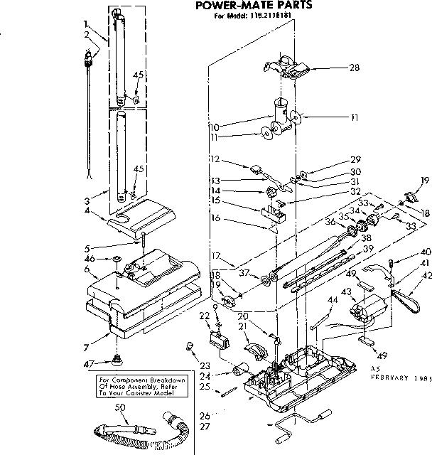 Power Mate Parts Diagram and Parts List for 1162116181  Kenmore Filters & Accessories