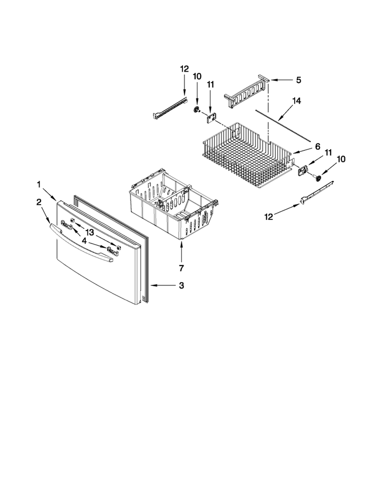 Freezer Door Parts Diagram and Parts List for MFI2665XEB2  Maytag Refrigerator