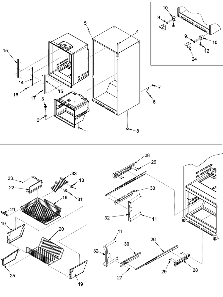 Interior Cabinet & Freezer Shelving Diagram and Parts List for SK590-2-PSK590200W0  Maytag Refrigerator
