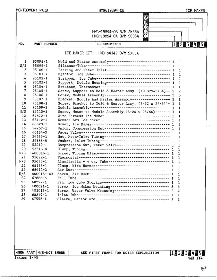Ice Maker Page 2 Diagram and Parts List for 19894A  Admiral Refrigerator