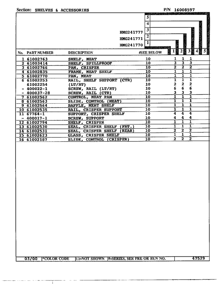 Shelves/accessories Page 2 Diagram and Parts List for HMG241771  Admiral Refrigerator