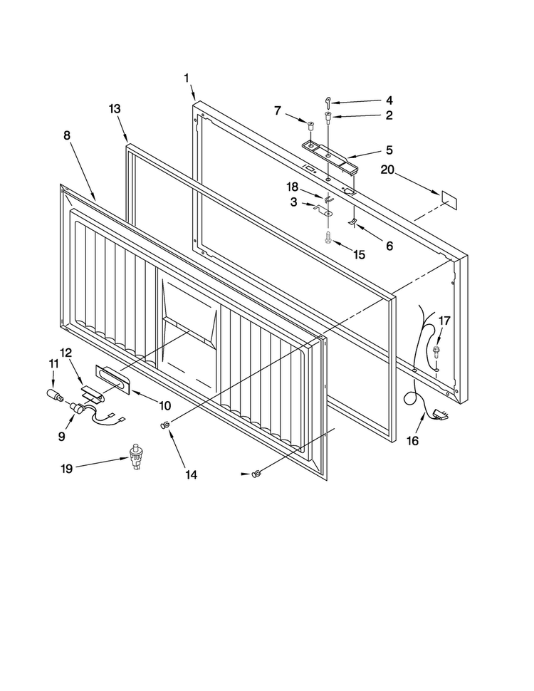 Door Parts Diagram and Parts List for AQC1513TEW03  Amana Freezer