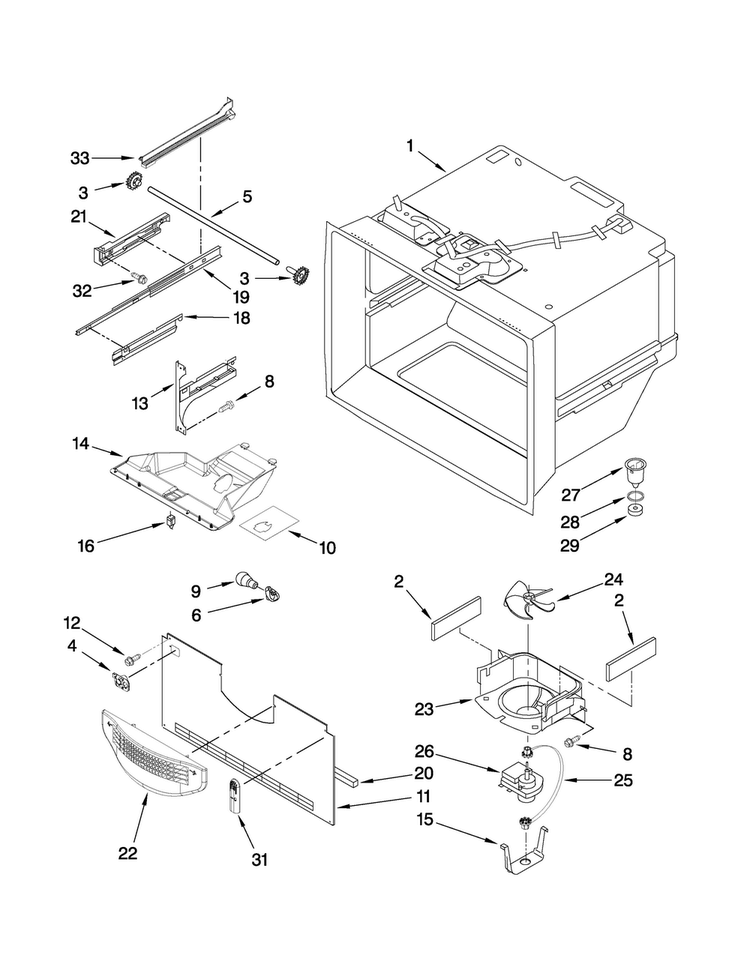 Freezer Liner Parts Diagram and Parts List for ABR1927VES4  Amana Refrigerator