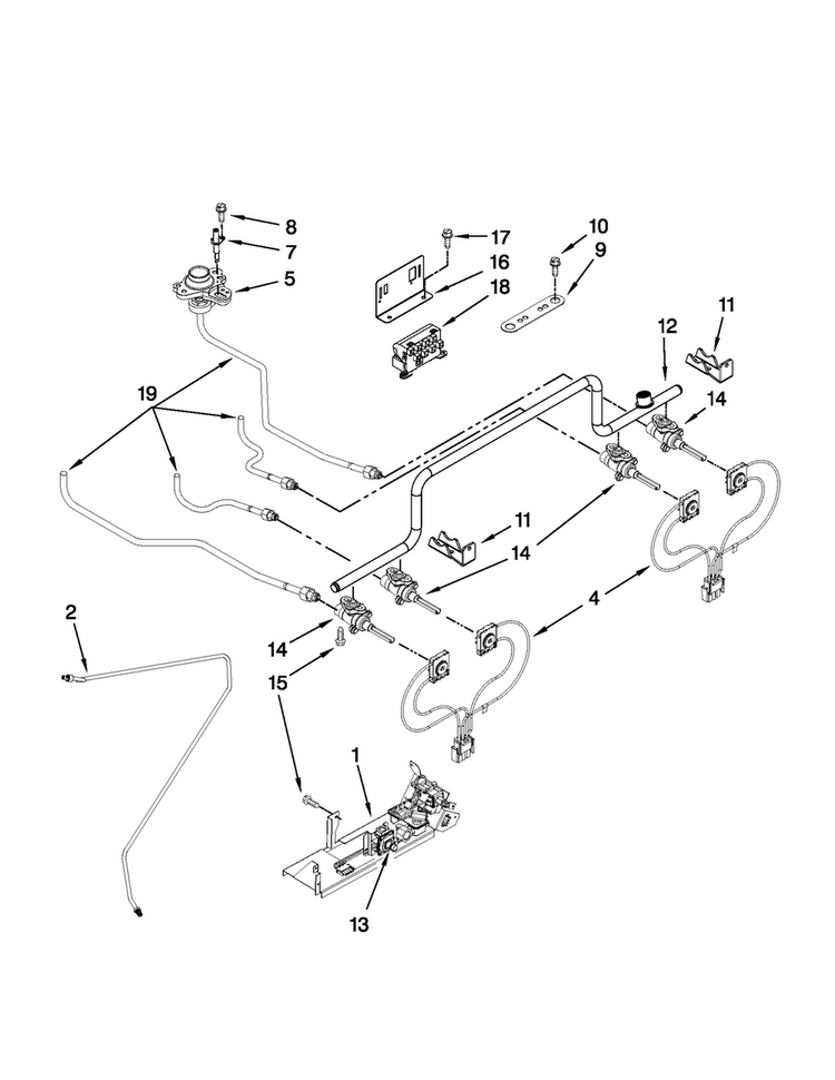 Manifold Parts Diagram and Parts List for JDS8850CDB01  Jenn-Air Range