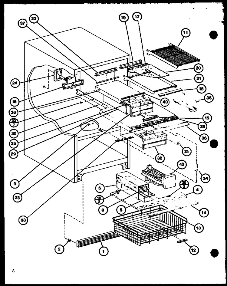 Section 2 Diagram and Parts List for BR-20H-P7680808W  Amana Refrigerator