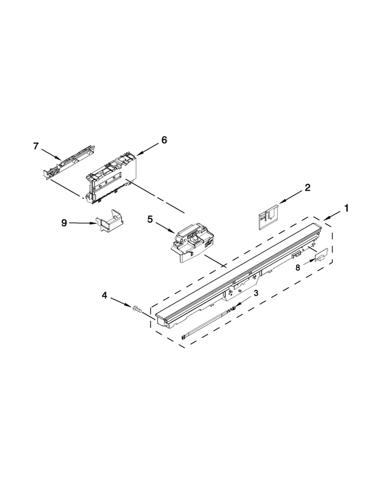 Control Panel And Latch Parts Diagram and Parts List for JDB8000AWB1  Jenn-Air Dishwasher
