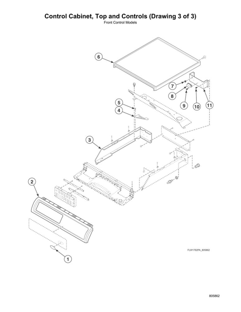 Control Cabinet/Top/Controls Diagram and Parts List for LFNE5BSP115TW01  Speed Queen Washer