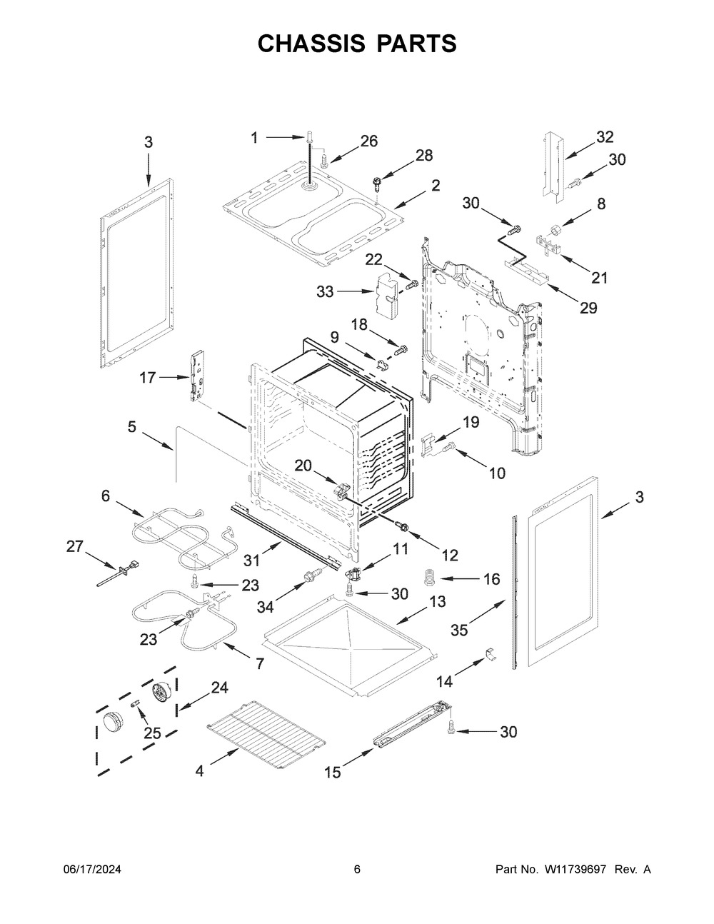 Chassis Parts Diagram and Parts List for ACR4303MFB8  Amana Range