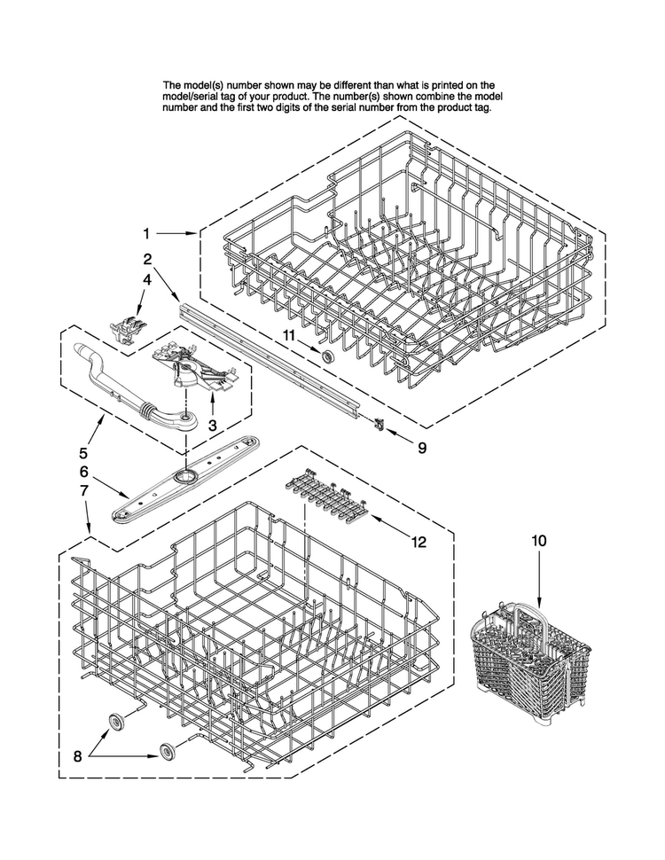 Upper And Lower Rack Parts Diagram and Parts List for MDB6759AWS2  Maytag Dishwasher