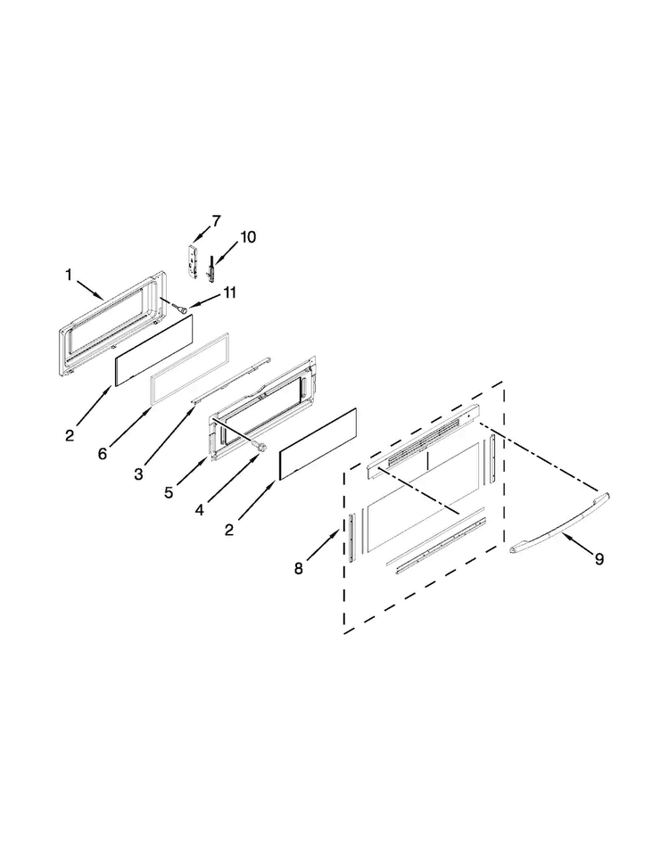 Upper Door Parts Diagram and Parts List for MGT8775XS04  Maytag Range