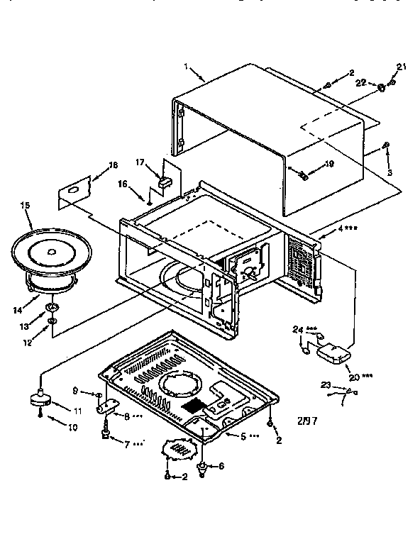 Cabinet Diagram and Parts List for 56566100691  Kenmore Microwave