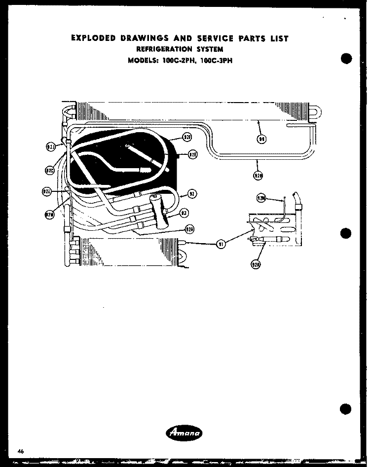 REFRIGERATION SYSTEM Diagram and Parts List for 100C-3PH  Amana Air Conditioner