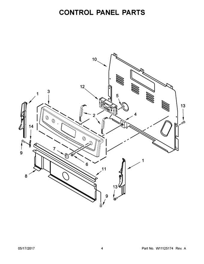 03 - Control Panel Parts Diagram and Parts List for ACR4303MFB1  Amana Range