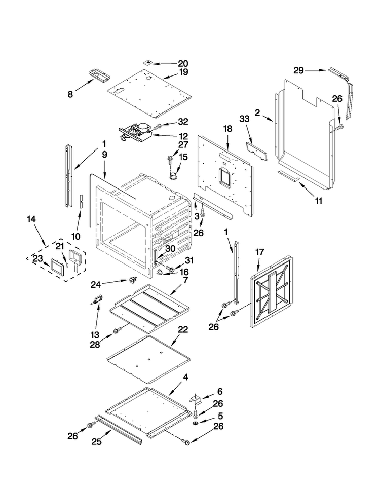 Lower Oven Parts Diagram and Parts List for JJW2730WS01  Jenn-Air Wall Oven