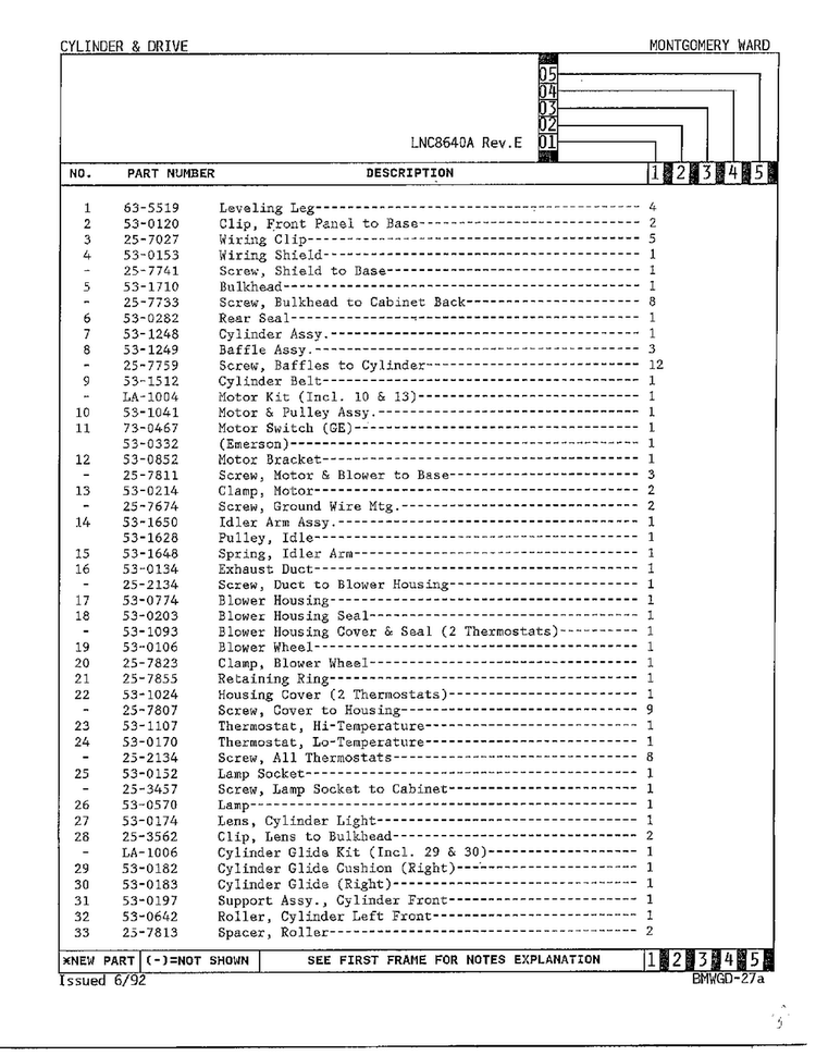 Cylinder And Drive Page 2 Diagram and Parts List for 8640A REV A Norge Dryer