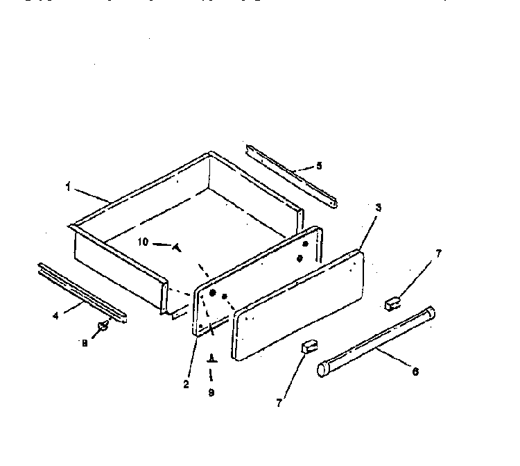 Storage Drawer Diagram and Parts List for RST308U-P1130727NW  Caloric Range