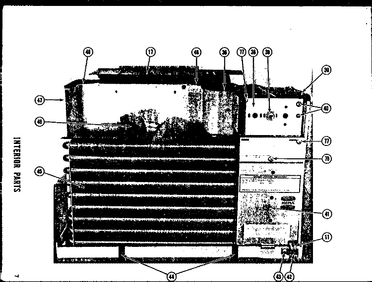 INTERIOR PARTS Diagram and Parts List for 6-P  Amana Air Conditioner