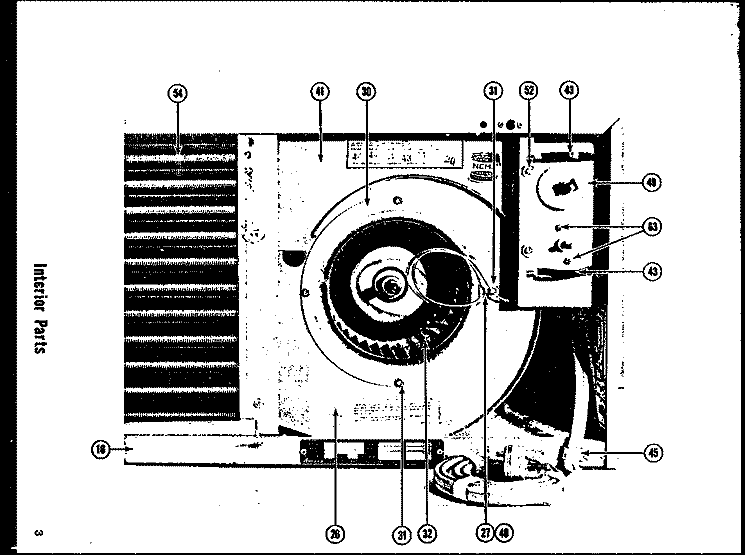 INTERIOR PARTS Diagram and Parts List for 108-2D  Amana Air Conditioner
