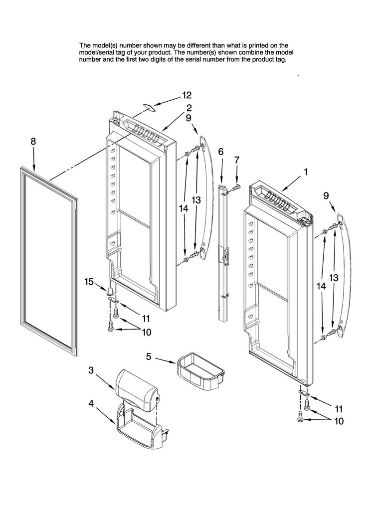 Refrigerator Door Parts Diagram and Parts List for JFC2070KRS12  Jenn-Air Refrigerator