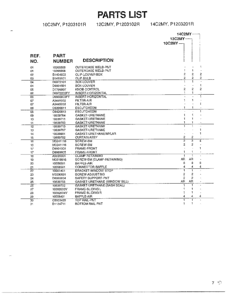 Front And Outer Case Page 2 Diagram and Parts List for 5792  Amana Air Conditioner