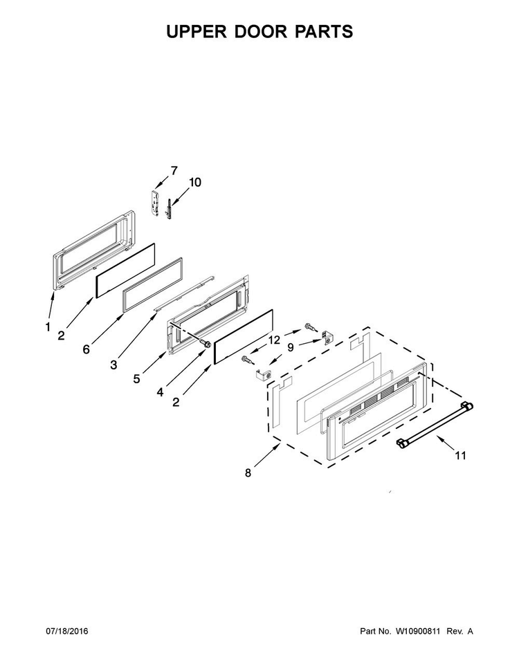 Upper Door Parts Diagram and Parts List for MGT8820DS06  Maytag Range