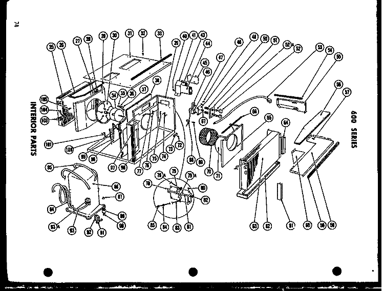 INTERIOR PARTS Diagram and Parts List for 615-2G  Amana Air Conditioner
