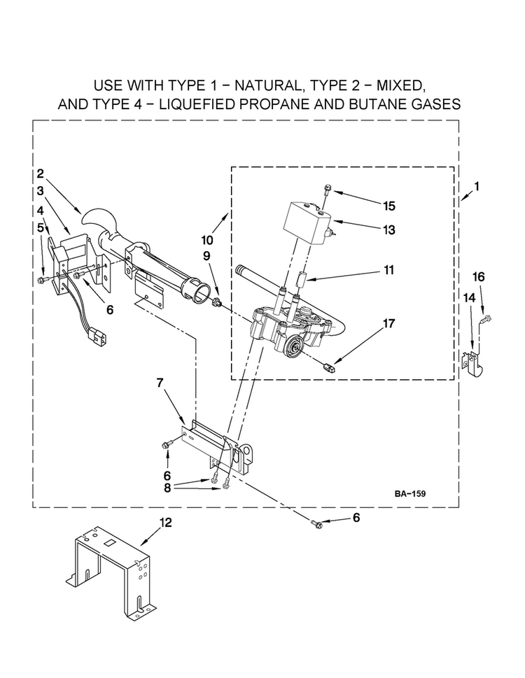 W10293911 Burner Assembly Diagram and Parts List for MGDX500XL1  Maytag Dryer