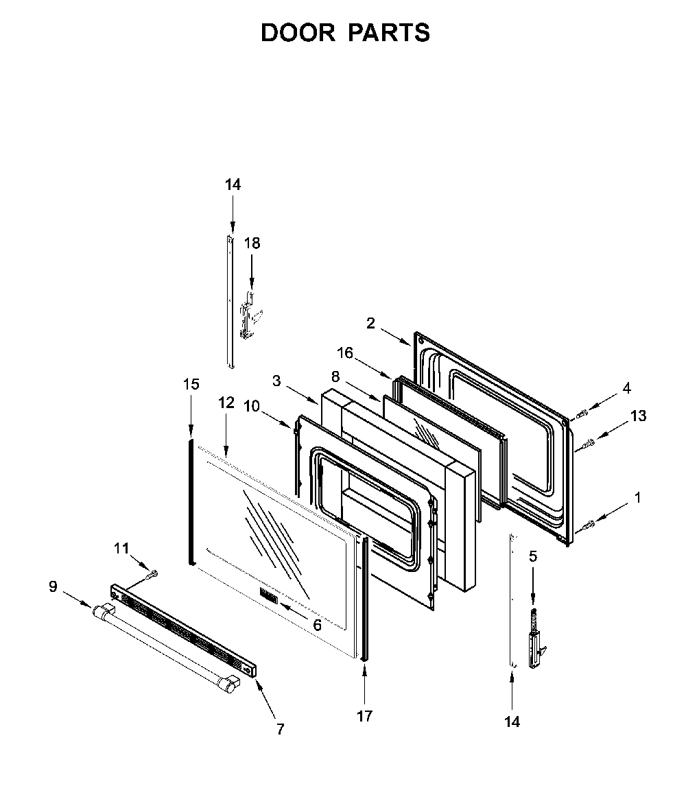 Door parts Diagram and Parts List for MGR6600FZ2  Maytag Range